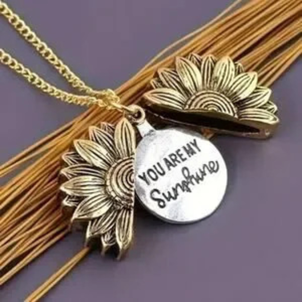 Sunflower locket Necklace You Are My Sunshine Gift Christmas Valentines Birthday